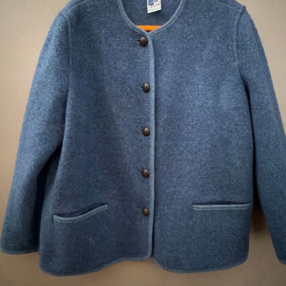 Trachten Woman’s Blue Wool Jacket Lg Austria